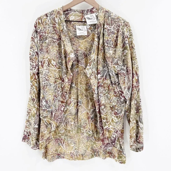 Red Threads Women's Brown 2 Piece Set Blouse Hippie Top Size L - Picture 1 of 7